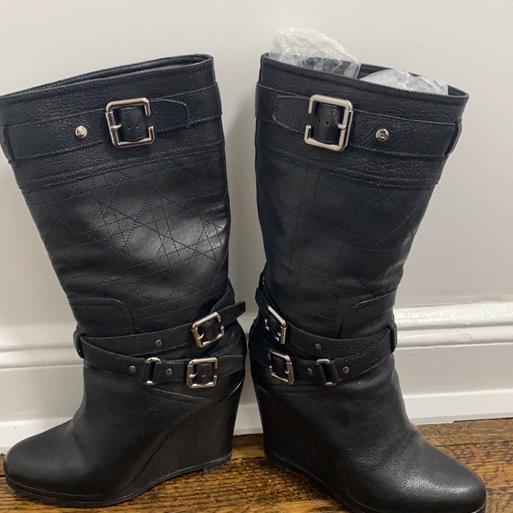 Christian Dior black leather wedge boots - Picture 8 of 14